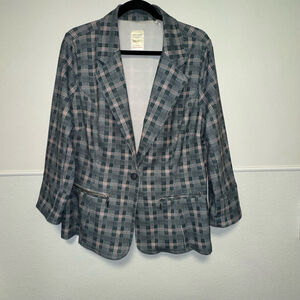 Women's Cavalini Outerwear Suit Blazer Size 2X Gray Pink Paid Jacket Plus Size